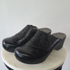 Dansko Black Perforated Leather Slip-On Clogs Size 39